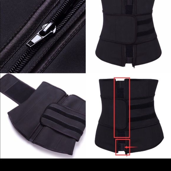 Black Latex waist trainer with waist belt! main image 6
